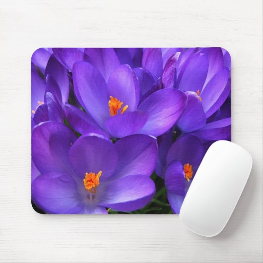 Paarse krokodilbloemen mousepad muismat (Met muis)