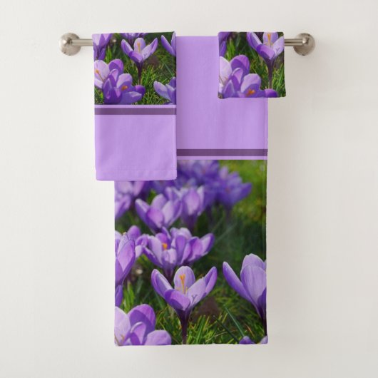 Paarse Krokus Bloem Bad Handdoek (Insitu)