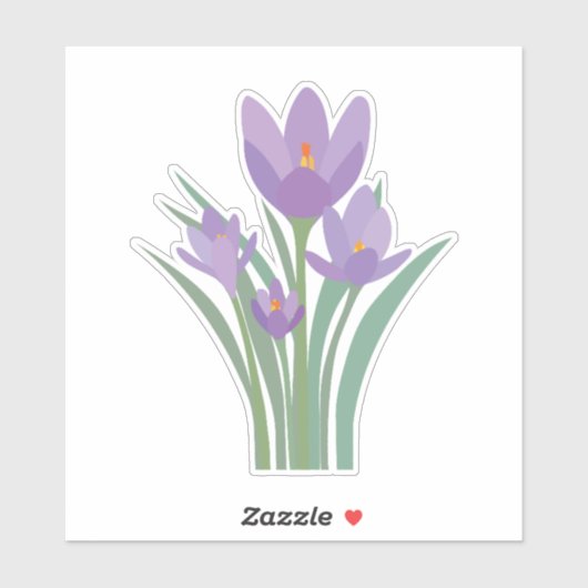 Paarse Krokus Bloem Sticker (Vel)
