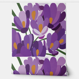 Paarse Krokus Bloemen Behang