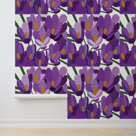 Paarse Krokus Bloemen Behang