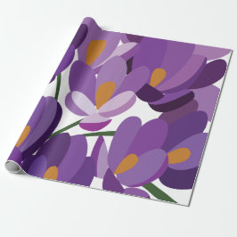 Paarse Krokus Bloemen Cadeaupapier