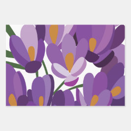 Paarse Krokus Bloemen Inpakpapier Vel