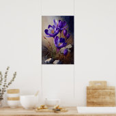 Paarse Krokus Bloemen Kunstprint Poster (Keuken)