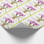 Paarse krokus fine art Happy Easter wrapping Cadeaupapier (Hoek)
