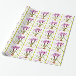Paarse krokus fine art Happy Easter wrapping Cadeaupapier
