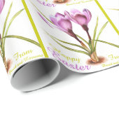 Paarse krokus fine art Happy Easter wrapping Cadeaupapier (Rol Hoek)