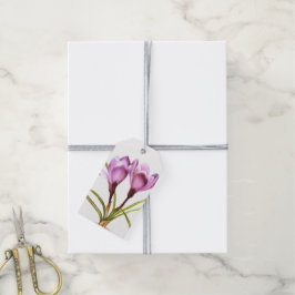 Paarse krokus lente bloem waterverf geschenk label cadeaulabel