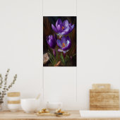 Paarse Krokusbloemen Art Print Poster (Keuken)