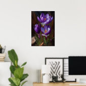 Paarse Krokusbloemen Art Print Poster (Thuiskantoor)