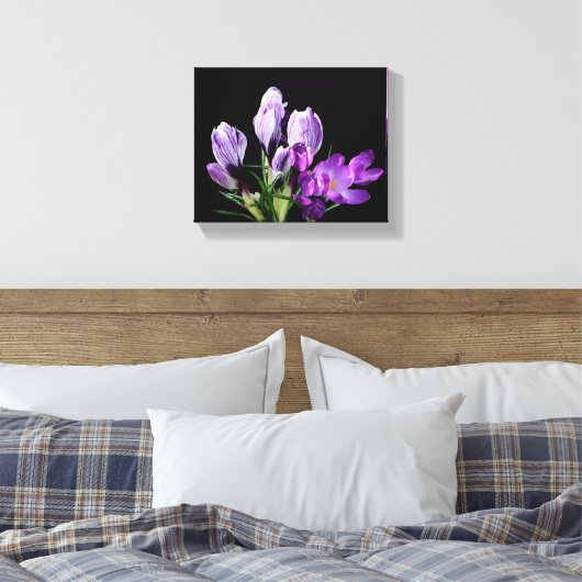 Paarse krokusbloemen boho moderne digitale beelden canvas afdruk (Insitu (Slaapkamer))