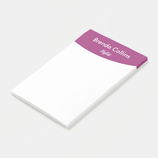 Paarse kromme en witte druk post-it® notes (Schuin)
