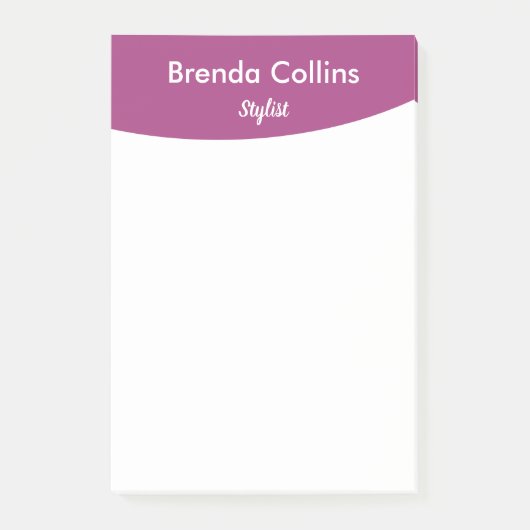 Paarse kromme en witte druk post-it® notes (Voorkant)