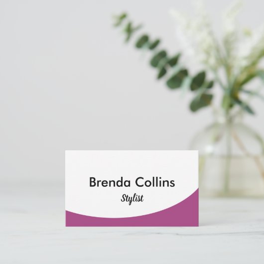 Paarse kromme en witte druk visitekaartje (Staand voorkant)