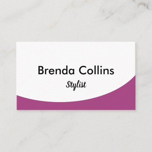 Paarse kromme en witte druk visitekaartje (Voorkant)