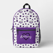 Paarse kronkelharten, pom Poms, Megafone Pattern Bedrukte Rugzak (Voorkant)