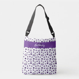 Paarse kronkelharten, pom Poms, Megafone Pattern Crossbody Tas