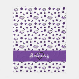 Paarse kronkelharten, pom Poms, Megafone Pattern Fleece Deken
