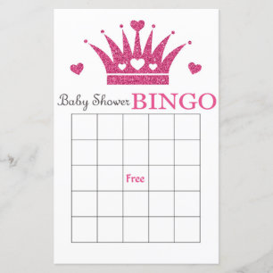 Paarse kroon baby shower bingo