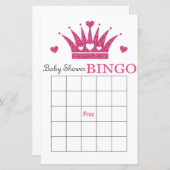 Paarse kroon baby shower bingo (Voorkant / Achterkant)
