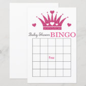 Paarse kroon baby shower bingokaart (Voorkant / Achterkant)