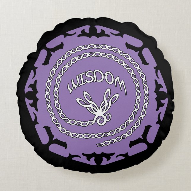 Paarse kroon Chakra "Wisdom" Dragonfly Rond Kussen (Voorkant)