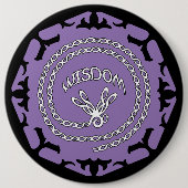 Paarse kroon Chakra "Wisdom" Dragonfly Ronde Button 6,0 Cm (Voorkant)