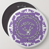 Paarse Kroon Chakra "Wisdom" Libel Witte Achtergro Ronde Button 6,0 Cm (Voorkant /achterkant)