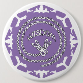 Paarse Kroon Chakra "Wisdom" Libel Witte Achtergro Ronde Button 6,0 Cm