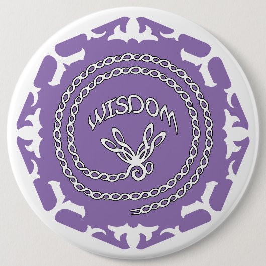 Paarse Kroon Chakra "Wisdom" Libel Witte Achtergro Ronde Button 6,0 Cm (Voorkant)