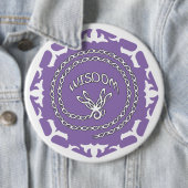 Paarse Kroon Chakra "Wisdom" Libel Witte Achtergro Ronde Button 6,0 Cm (In situ)
