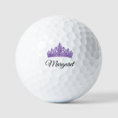 Paarse Kroon en Aangepaste Naam Mooie Golfballen (Voorkant)