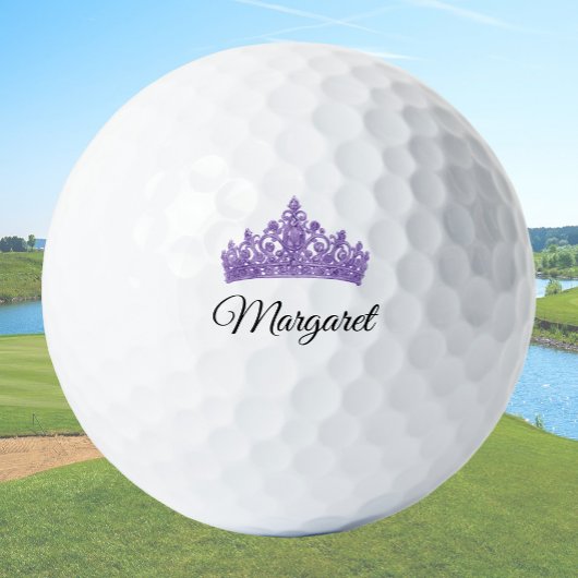 Paarse Kroon en Aangepaste Naam Mooie Golfballen