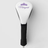 Paarse Kroon en Aangepaste Naam Mooie Golfheadcover (Voorkant)