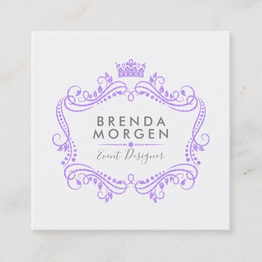 Paarse Kroon Lijst Vierkante Visitekaartje (Voorkant)