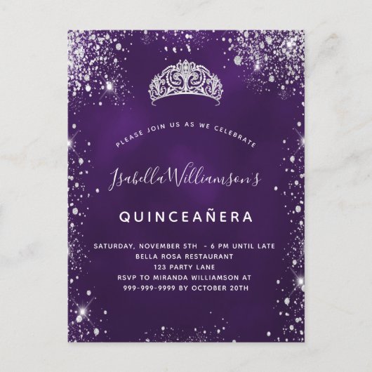 Paarse kroon van de soort uitnodiging briefkaart (Voorkant)