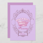 Paarse kroonprinses verjaardagsfeestje kaart (Voorkant / Achterkant)