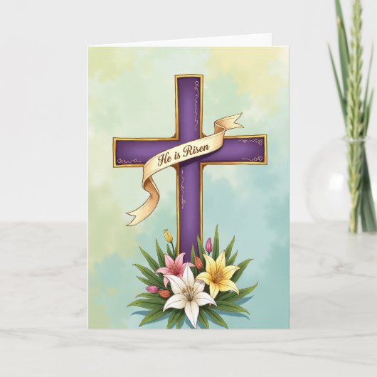 Paarse Kruis Bloemensegenkaart Kaart (Voorkant)