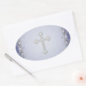 Paarse Kruis Damast Bloem Envelope Zegels Stickers (Envelop)