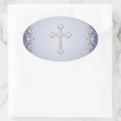 Paarse Kruis Damast Bloem Envelope Zegels Stickers (Tas)