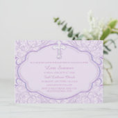 Paarse Kruis doop uitnodiging (Staand voorkant)