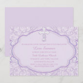 Paarse Kruis doop uitnodiging (Voorkant / Achterkant)