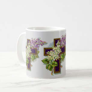Paarse Kruis En Bloemen Koffiemok