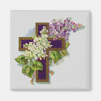 Paarse Kruis En Bloemen Magneet
