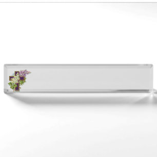 Paarse Kruis En Bloemen Naambordje