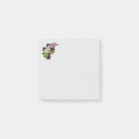Paarse Kruis En Bloemen Post-it® Notes (Voorkant)
