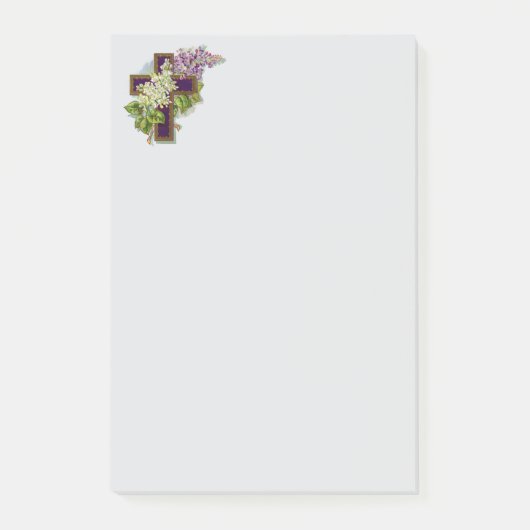 Paarse Kruis En Bloemen Post-it® Notes (Voorkant)