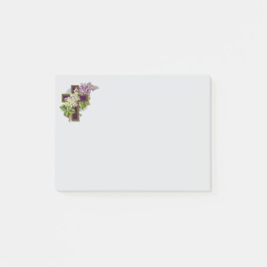 Paarse Kruis En Bloemen Post-it® Notes (Voorkant)