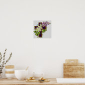 Paarse Kruis En Bloemen Poster (Keuken)