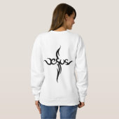 Paarse Kruis Jezus Dames Sweatshirt (Achterkant volledig)